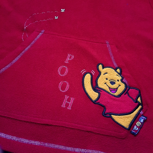 Vintage Disney Winnie the Pooh 100 Acre Wood Collection Red Fleece Hoodie M - Picture 3 of 6